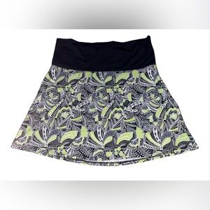 TITLE NINE Green Lime Black Floral Paisley Roll Down Skirt Swim Cover Up Large